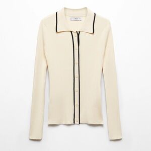 Mango Shadowin Contrast Trim Cardigan Size XS